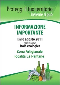 Locandina apertura Isola Ecologica