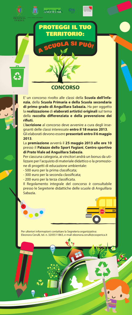 Locandina del concorso 2013 "Difendi il tuo territorio: scuola si può!"