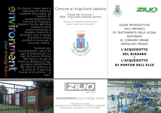 Pieghevole presentazione impianti di filtrazione delle acque, acquedotto del Biadaro e di Ponton dell'Elce