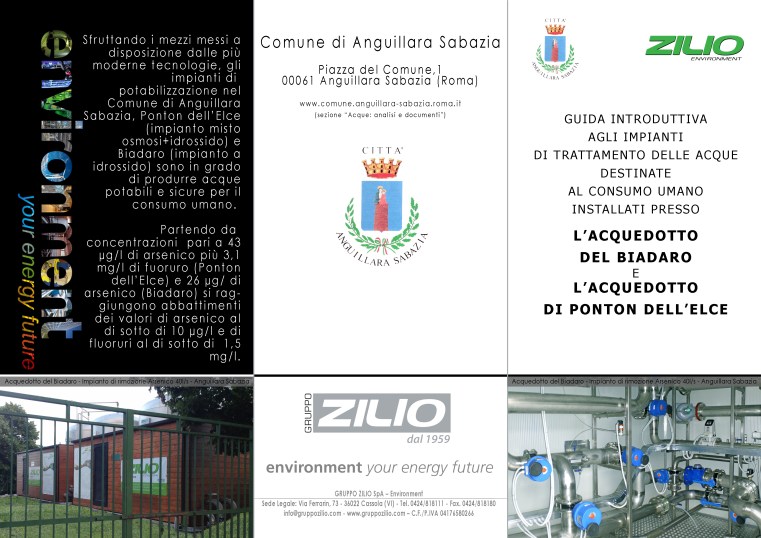 Pieghevole presentazione impianti di filtrazione delle acque, acquedotto del Biadaro e di Ponton dell'Elce