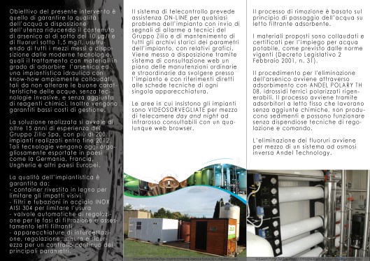 Pieghevole presentazione impianti di filtrazione delle acque, acquedotto del Biadaro e di Ponton dell'Elce