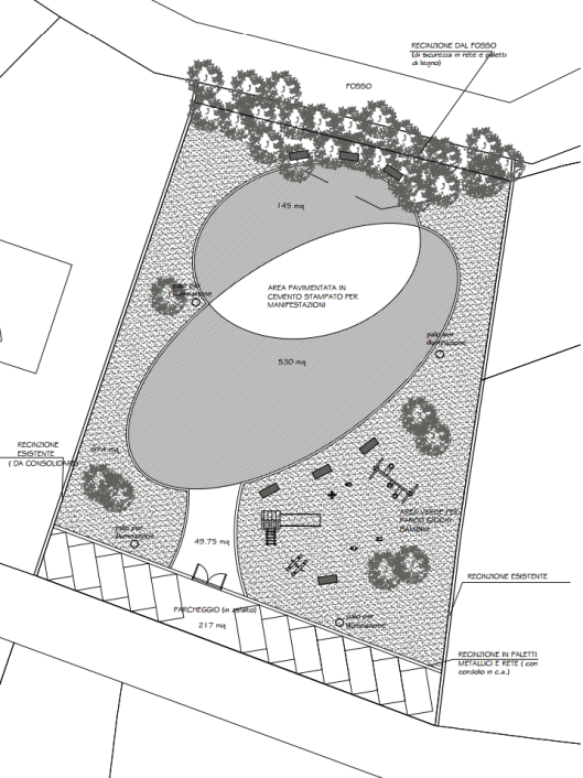 Planimetria di massima della piazza e dello spazio giochi per bambini